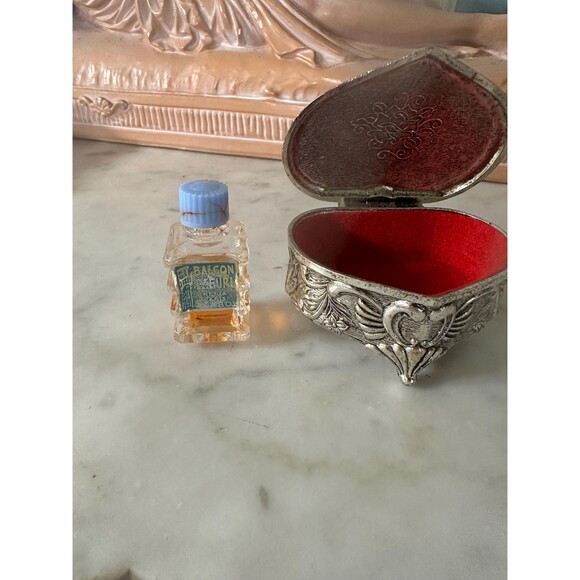 Vintage PAT JAPAN MINI silver box w/bottle of perfume Balcon Fleuri Paris Neija - Picture 3 of 4